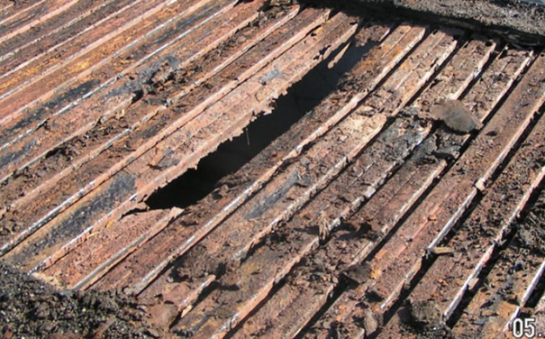 Roof decking with moisture damage
